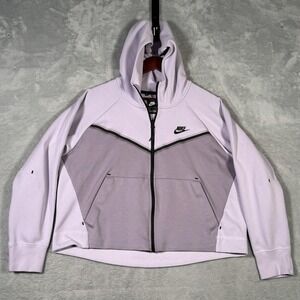 Nike Tech Fleece Hoodie Womens‎ L Purple Full Zip Windrunnee Jacket CW4298-578
